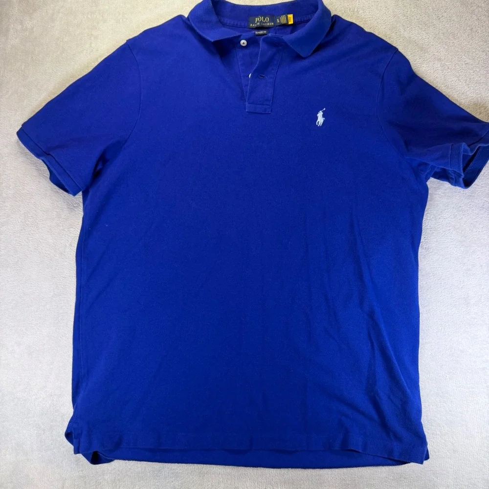 Polo Ralph Lauren Mens XL Classic Fit Royal Blue Short Sleeve Pique Polo Shirt
